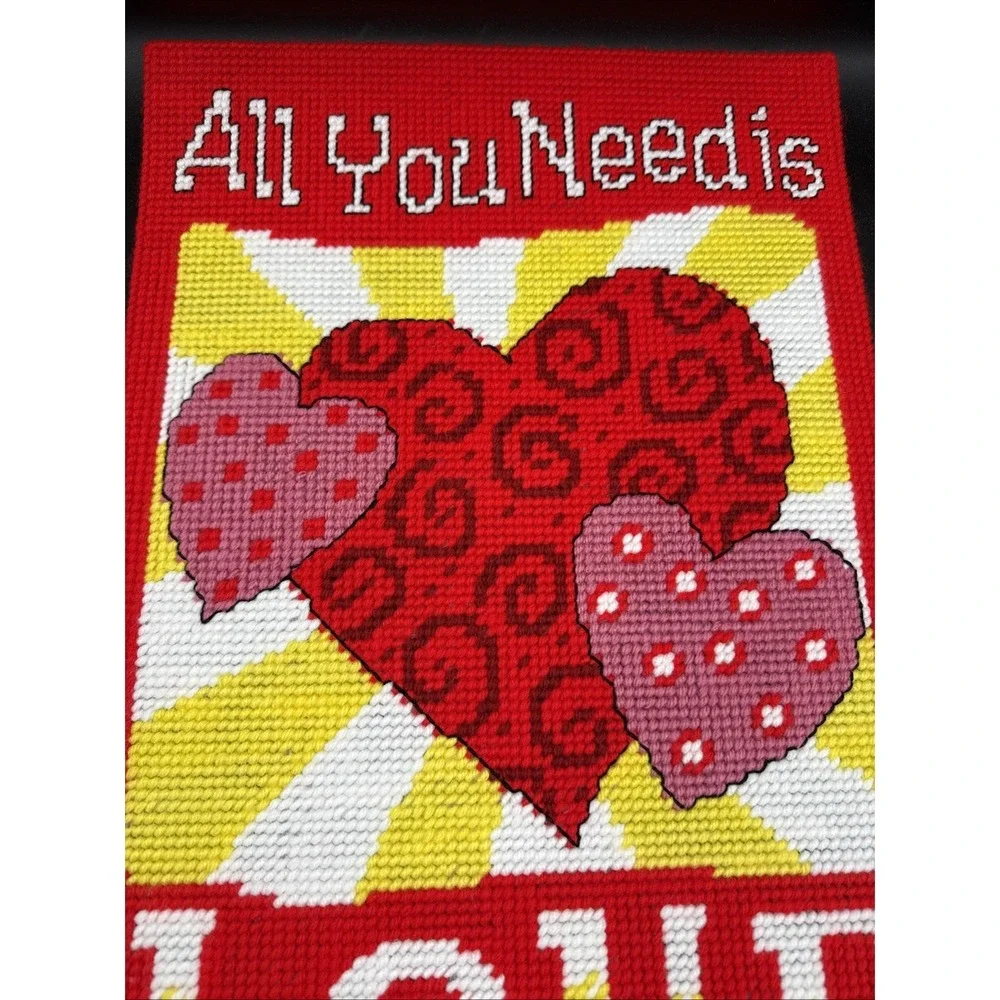 Plastic Canvas February Wall Decor Completed Red Valentine's Love 12 X 18